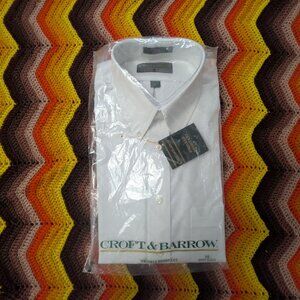 16 Vtg NOS Short Sleeve Dress Shirt Croft & Barrow USA Made NIP White Deadsoh175